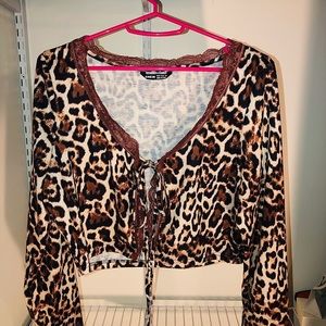 Black & Brown Animal Print Top | Shein | M